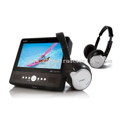 7 TFT PORTABLE TABLET STYLE DVD/CD/MP3 PLAYER WITH FM TRANSMITTER AND TWO WIRELESS HEADPHONES